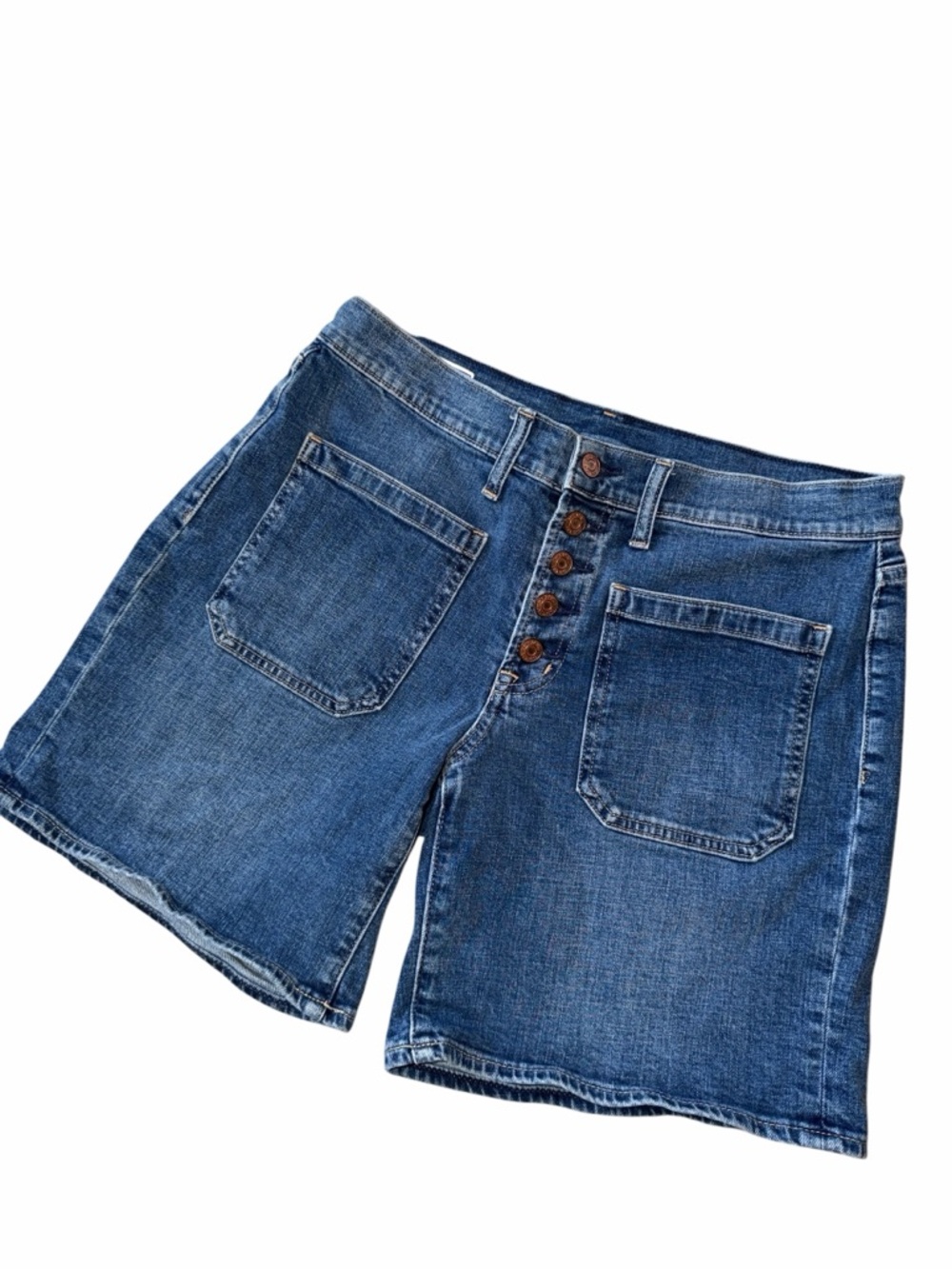 GAP Button Fly Denim 8" Girlfriend Mid-rise Shorts Size 10 - Picture 3 of 7